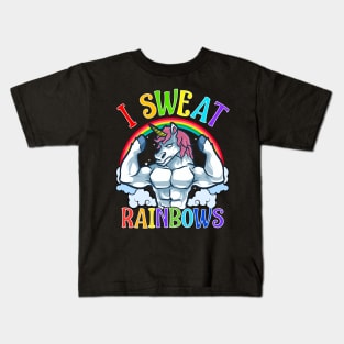 Unicorn I Sweat Rainbows Workout Gym Kids T-Shirt